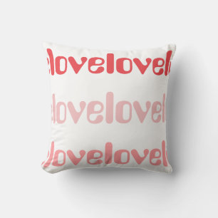 Love Retro Typography Pink and Red Throw Pillow
