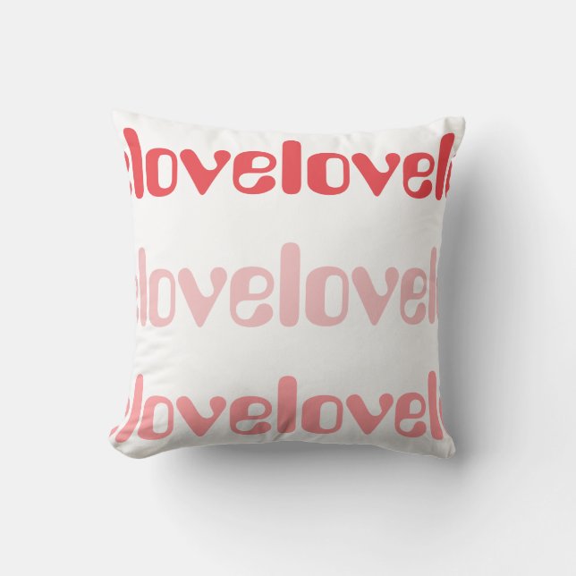 Love Retro Typography Pink and Red Throw Pillow (Front)