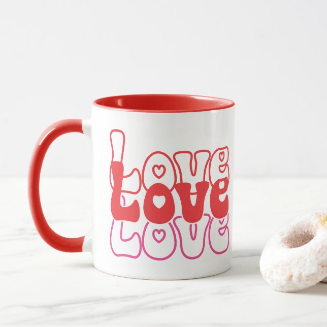 Love Retro Valentine  Mug (With Donut)