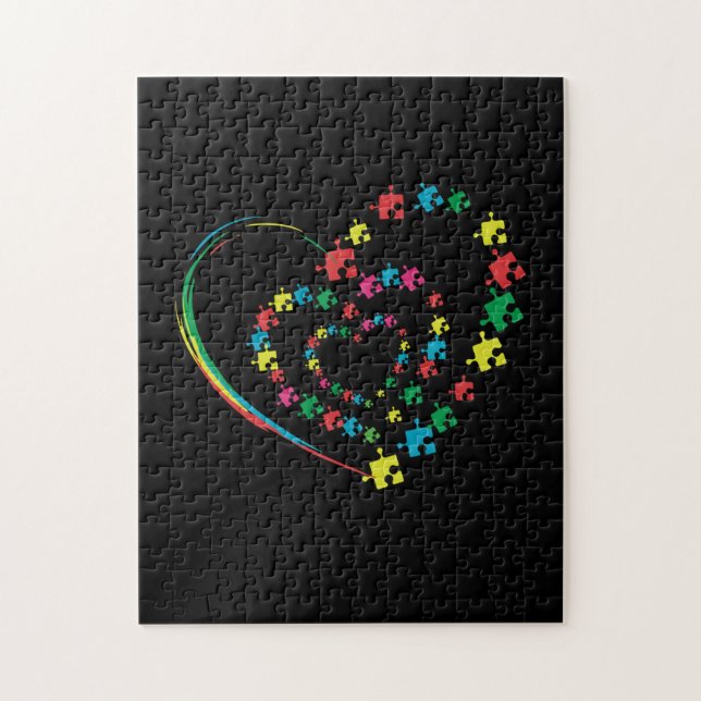 Love Ribbon Heart Puzzle Autism Awareness Gift (Vertical)