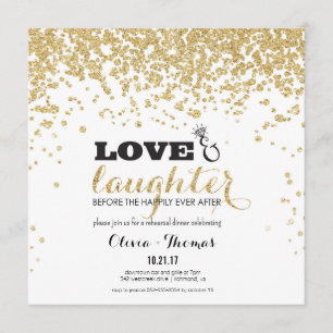 Love & rire Parties scintillant d'or Invitation de