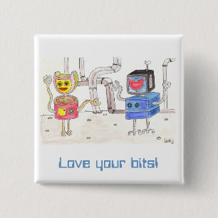 Love Robot 2 Inch Square Button