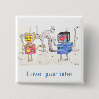 Love Robot 2 Inch Square Button