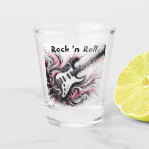Love Rock N Roll Electric Guitar Music Black Pink Shot Glass