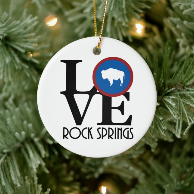 LOVE Rock Springs Wyoming Ceramic Ornament (Tree)