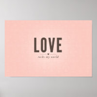 Love Rocks My World Poster in Pink Damask