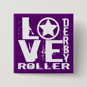 LOVE Roller Derby 2 Inch Square Button