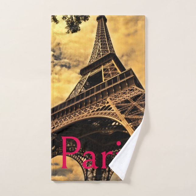 Love & Romance City of Paris Eiffel Tower France Hand Towel (Hand Towel)