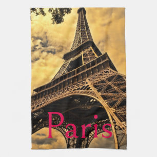Love & Romance City of Paris Eiffel Tower France Kitchen Towel