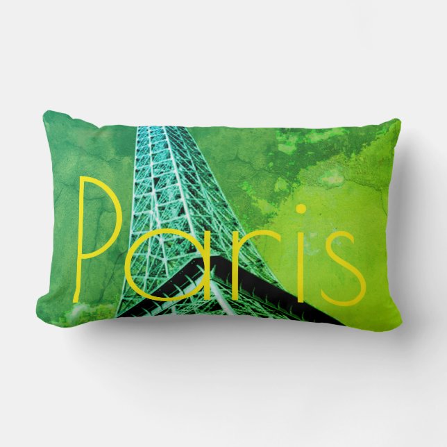 Love & Romance City of Paris Eiffel Tower France Lumbar Pillow (Front)