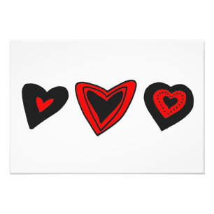 Love, Romance, Hearts - Red Black Photo Print