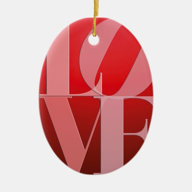 Love Romance Red Pink Ceramic Ornament (Front)