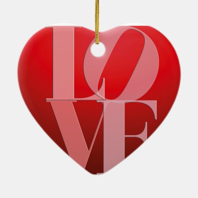 Love Romance Red Pink Ceramic Ornament (Back)