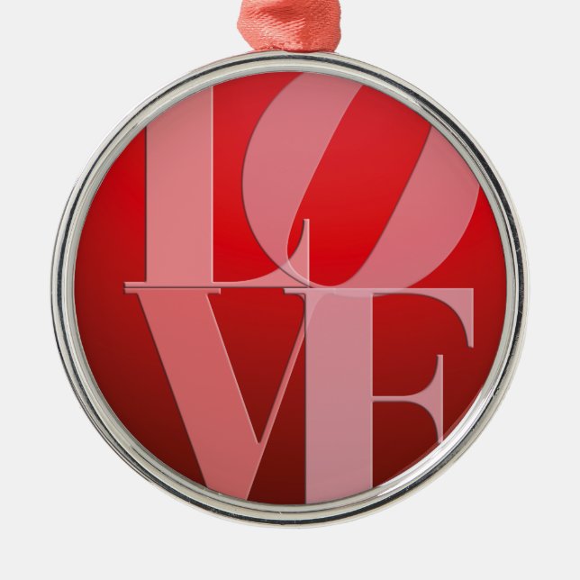 Love Romance Red Pink Metal Ornament (Front)