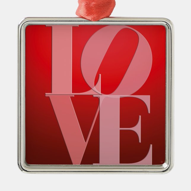 Love Romance Red Pink Metal Ornament (Front)