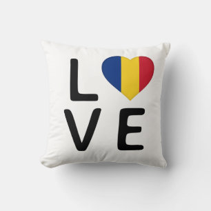 Love - Romania Flag Throw Pillow