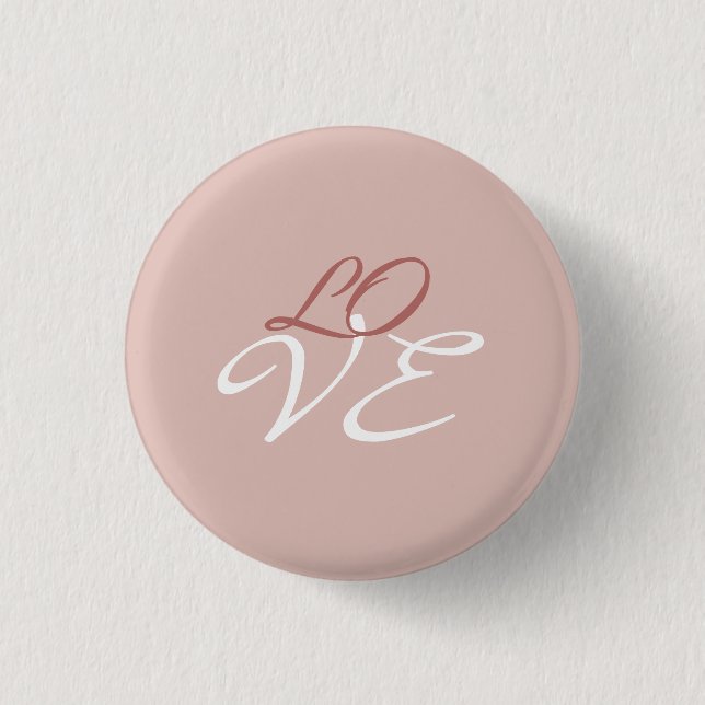 Love Rose Gold Colour Calligraphy Script 1 Inch Round Button (Front)