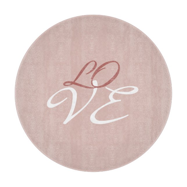 Love Rose Gold Colour Calligraphy Script Cutting Board (Front)