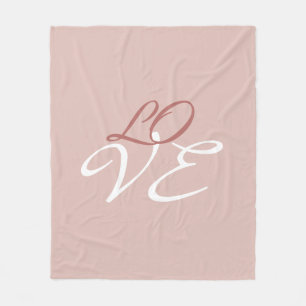Love Rose Gold Colour Calligraphy Script Fleece Blanket