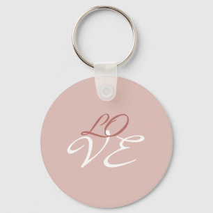 Love Rose Gold Colour Calligraphy Script Keychain