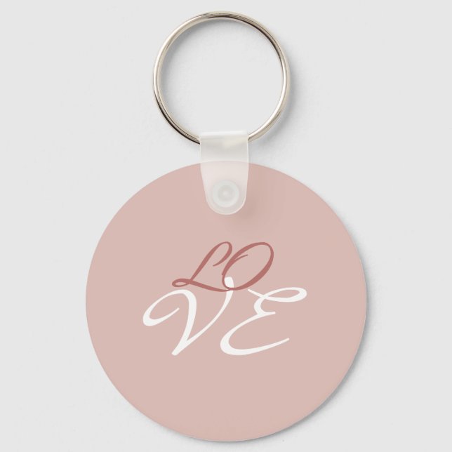 Love Rose Gold Colour Calligraphy Script Keychain (Front)