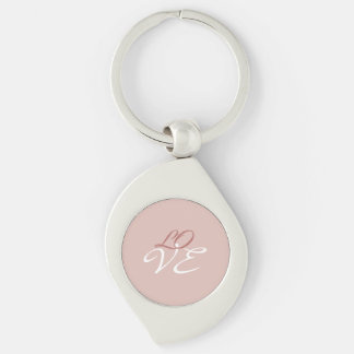 Love Rose Gold Colour Calligraphy Script Keychain