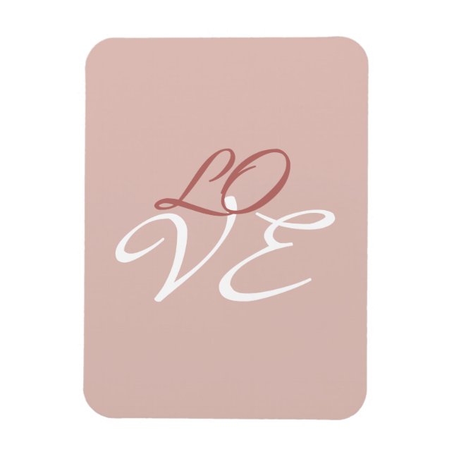 Love Rose Gold Colour Calligraphy Script Magnet (Vertical)