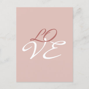 Love Rose Gold Colour Calligraphy Script Postcard