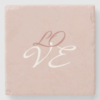 Love Rose Gold Colour Calligraphy Script Stone Coaster