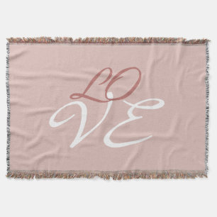 Love Rose Gold Colour Calligraphy Script Throw Blanket