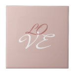 Love Rose Gold Colour Calligraphy Script Tile<br><div class="desc">You can easily change the fonts and colours. You can also add your logo and the background image as you like.</div>