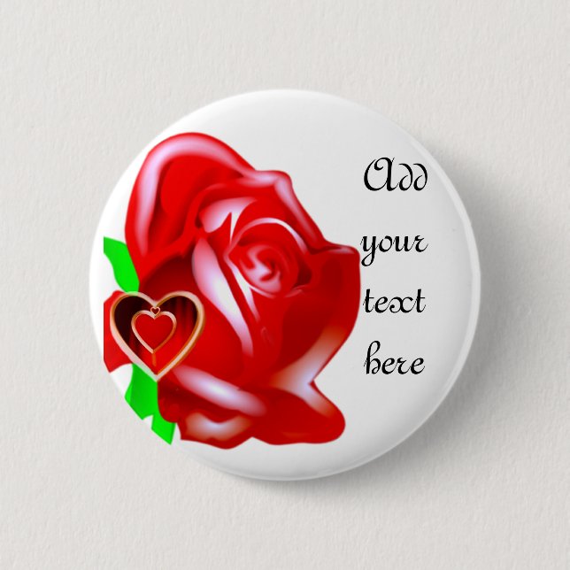 Love-Rose & Heart_ 2 Inch Round Button (Front)