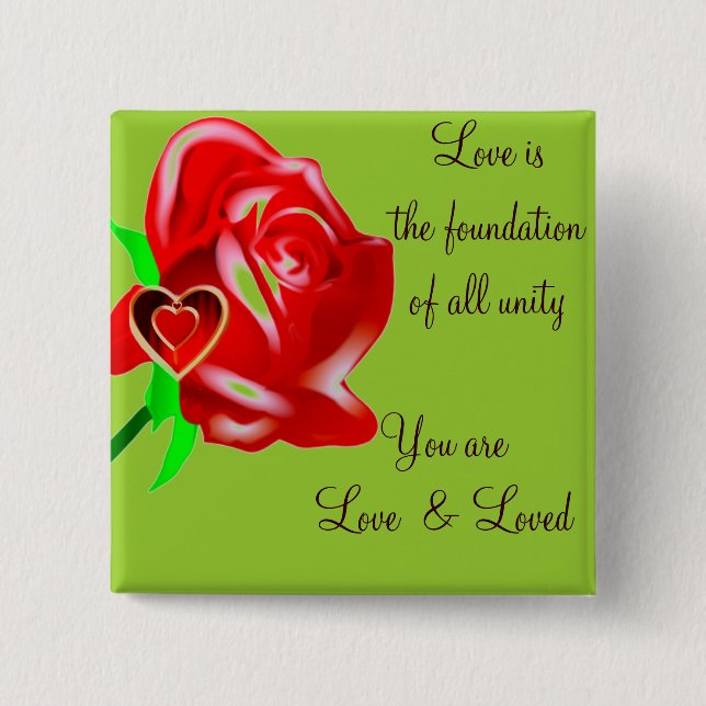Love-Rose & Heart_ 2 Inch Square Button (Front)