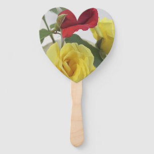 Love Roses and Lily Heart White Assembled Hnad Fan