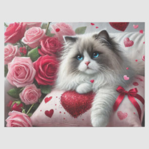 Love Roses and Ragdoll Cats Tissue Paper