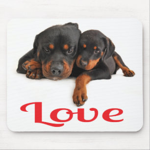 Love Rottweiler Puppy Dog White Mousepad