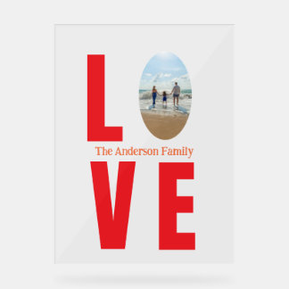 Love rouge famille photo ovale forme moderne simpl