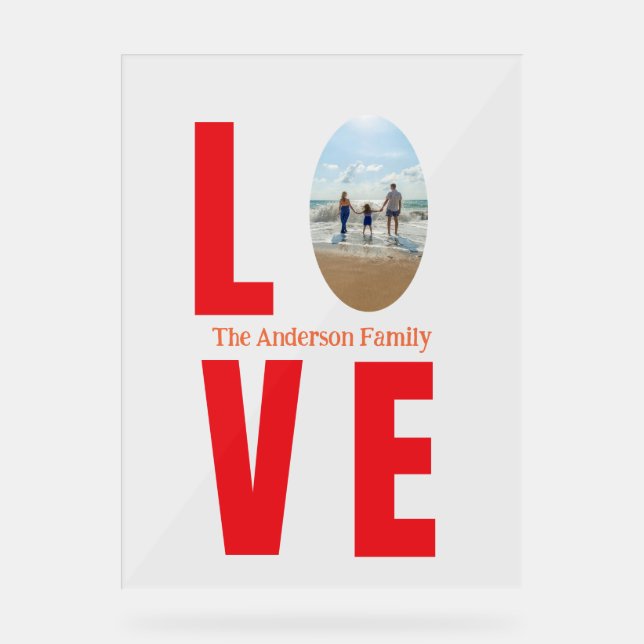 Love rouge famille photo ovale forme moderne simpl (Recto)