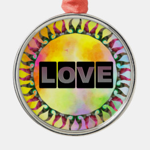 Love Round Metal Ornament