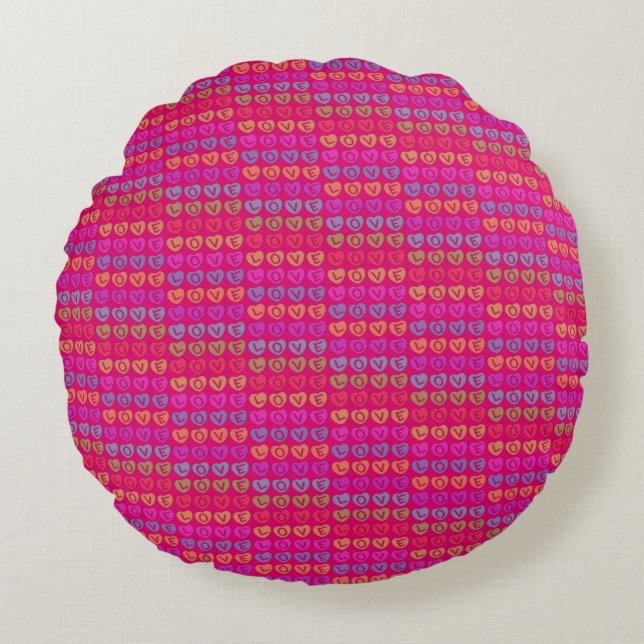 LOVE Round Throw Pillow (Front)