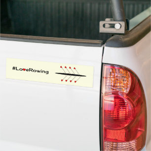 Love Rowing caption and boat Bumper Sticker