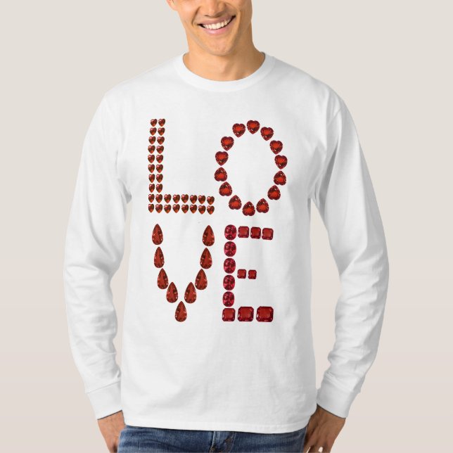 Love – Ruby Gemstone Lettering T-Shirt (Front)