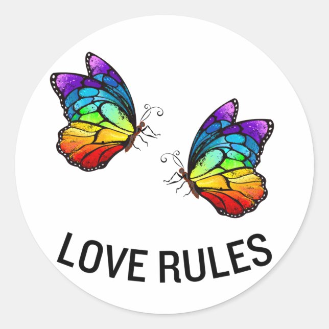 Love Rules Classic Round Sticker (Front)
