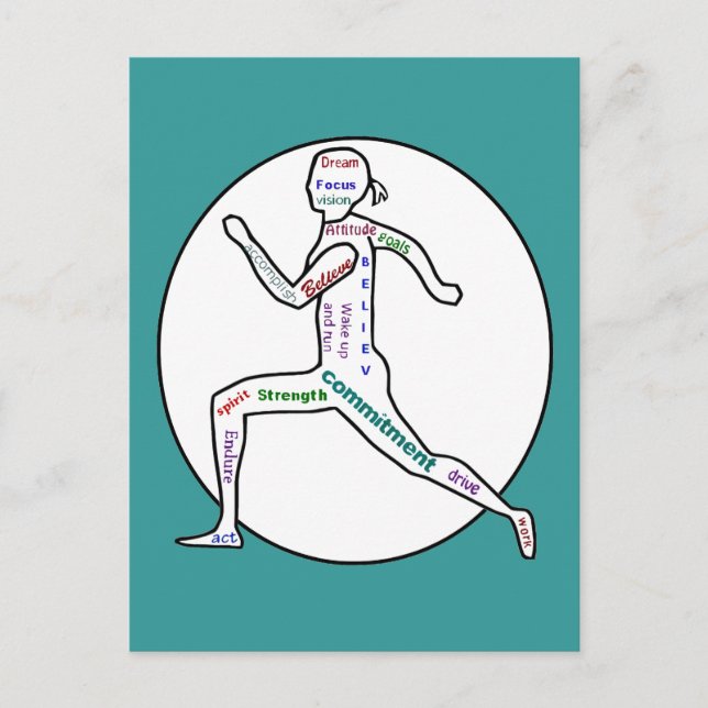Love Running Motivational Words for Runners Postcard (Front)