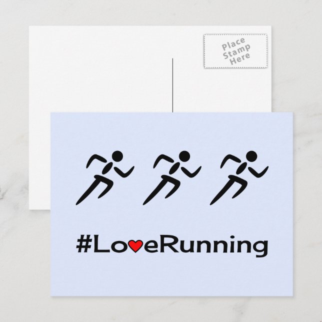 Love running pictogram pale blue postcard (Front/Back)