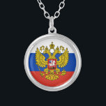 Love Russia & Russian Flag fashion / sports Россия Silver Plated Necklace<br><div class="desc">Necklace (fashion): Russia,  Emblem & Russian Flag fashion design - love my country,  travel,  holiday,  country patriots / sports fans</div>