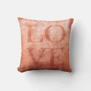LOVE - Rustic coral Throw Pillow