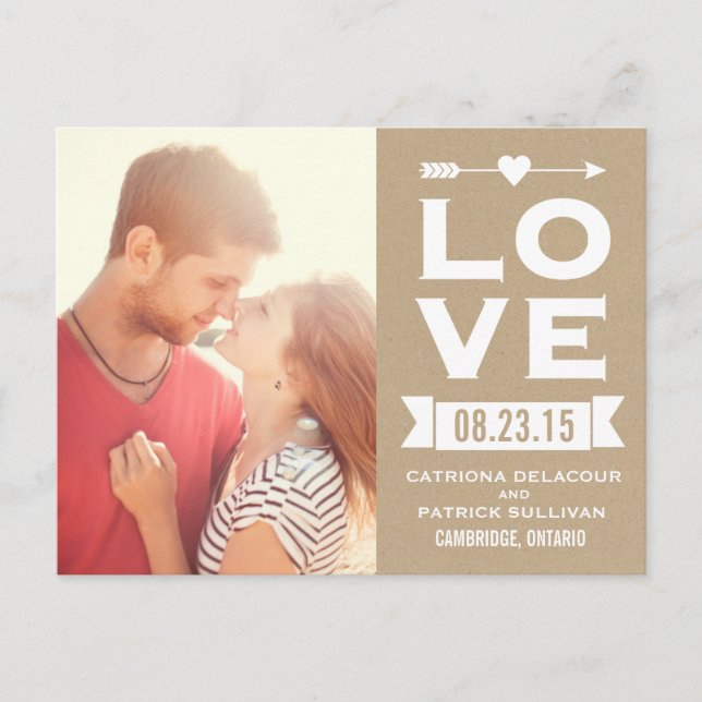 LOVE Rustic Shabby Chic | Enregistrer la carte pos (Devant)