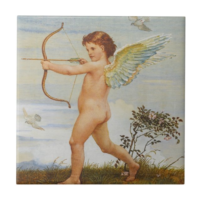 Love’s Flight, Cupid's Arrow by Walter Crane Tile (Front)