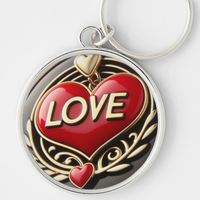 Love’s Little Locks Red Heart Meta lKeychan Keychain (Front)